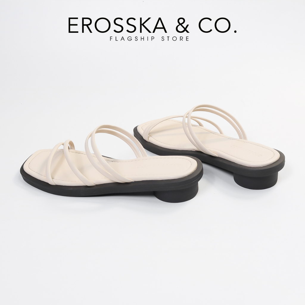 Erosska - Giày sandal nữ mũi vuông phối dây quai mảnh mang được 2 kiểu cao 2cm màu nâu _ EM105