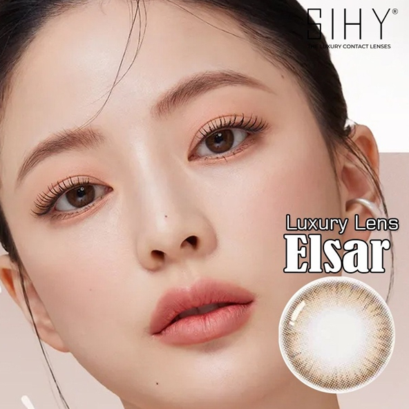 Lens áp tròng màu nâu sáng Sihy độ cận mắt từ 0 đến 8 độ công nghệ khóa màu 2 lớp không phai - Elsa Brown