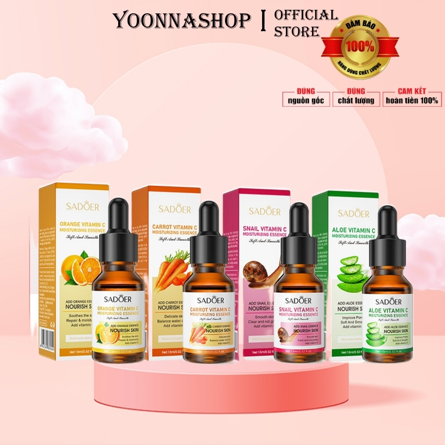 Serum Dưỡng Trắng Da Vitamin C SADOER 15ml - Trắng Mịn, Dưỡng Ẩm, Căng Mướt Và Se Khít Lỗ Chân Lông A163