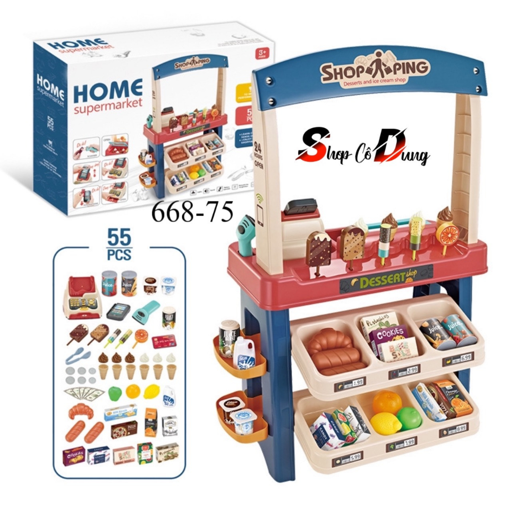 Đồ Chơi Quầy Bán Kem Cho Bé, Đồ Chơi Bán Kem Cỡ Lớn 55 Chi Tiết Cao Cấp rất hấp dẫn cho các bé chơi vui