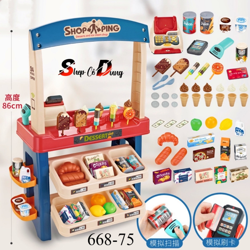 Đồ Chơi Quầy Bán Kem Cho Bé, Đồ Chơi Bán Kem Cỡ Lớn 55 Chi Tiết Cao Cấp rất hấp dẫn cho các bé chơi vui