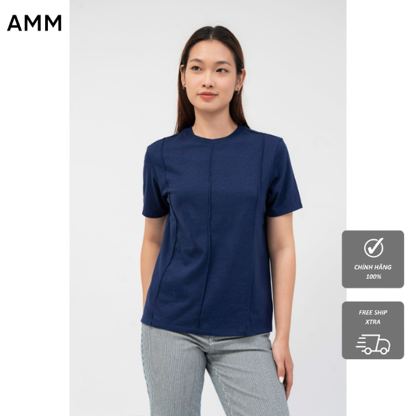 Áo Phông NỮ AMM Ngắn Tay, Đường May Gân, Cổ Tròn, Chất Liệu Cotton Mềm Mịn, Thoáng Mát, Nhiều Màu Trơn W-TS21W-001
