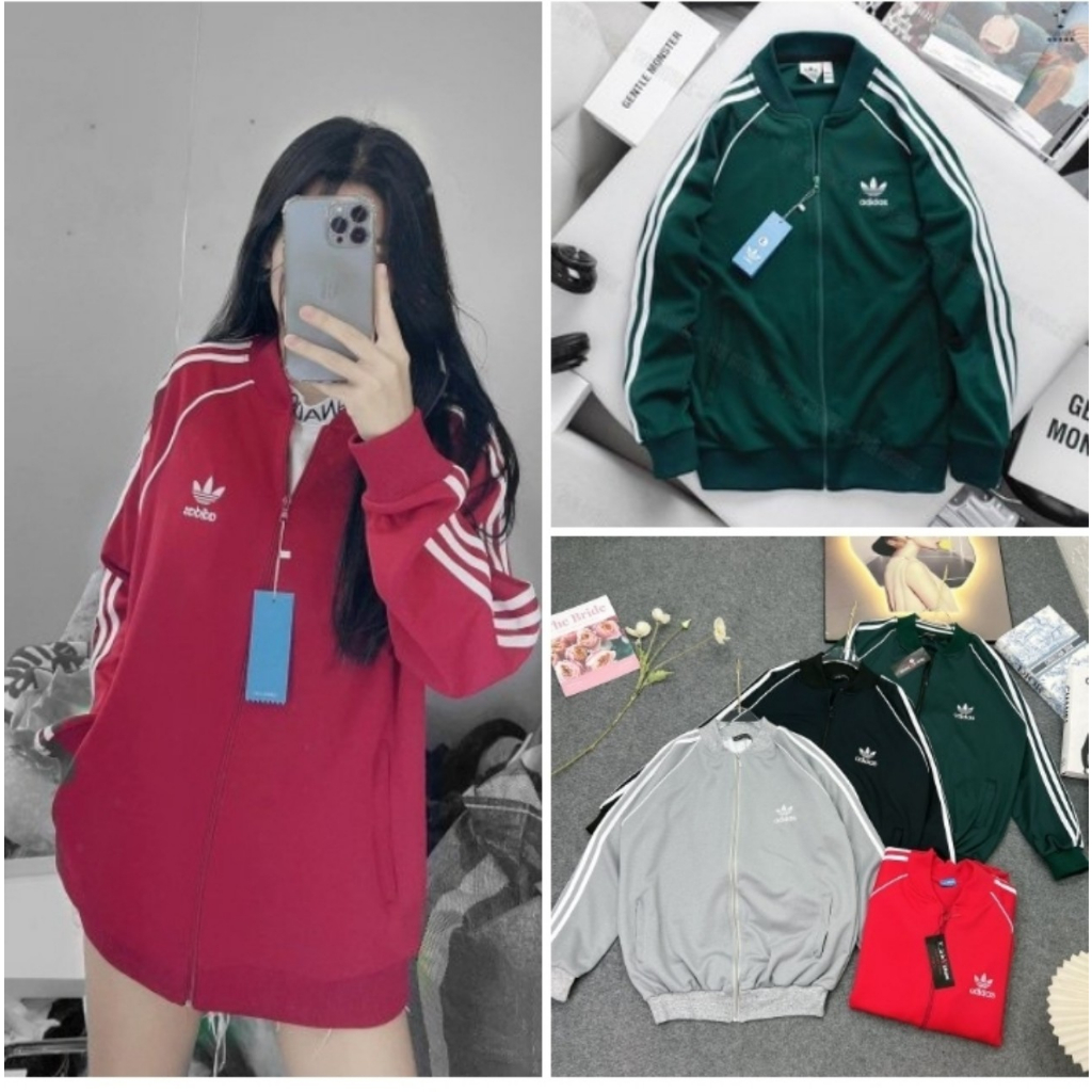 Áo khoác thể thao nam nữ ADĐ , chất nỉ cotton mềm ấm, dáng bomber khóa kéo, Unisex 38-58kg
