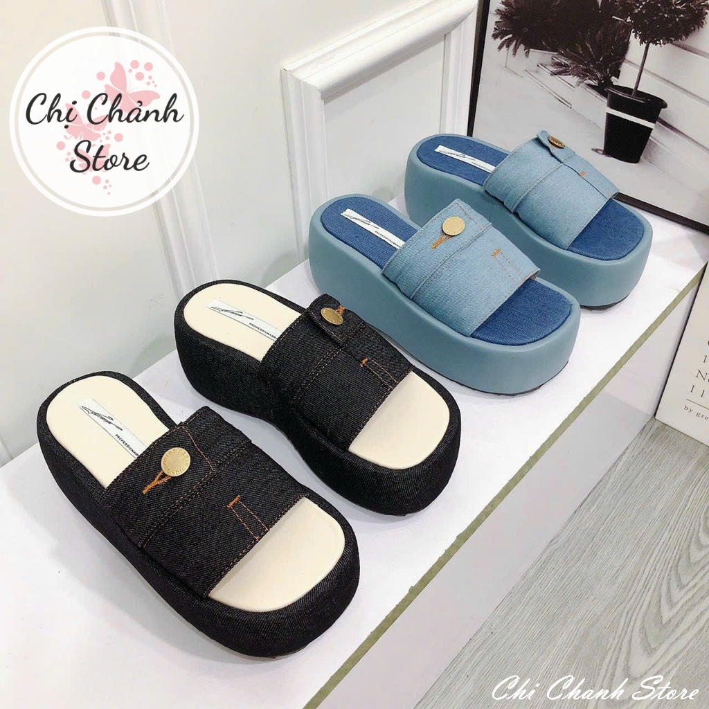 Dép xuồng 6p - Dép sục đế bánh mì phối Jean thời trang chất nhẹ êm chân Chi Chanh Store D84