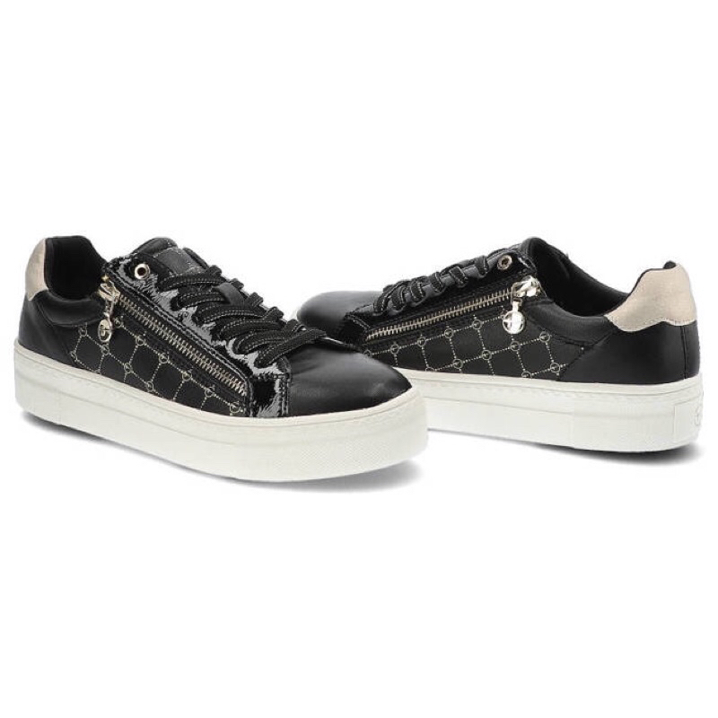 Giày thể thao đế nhẹ màu đen có khóa zip