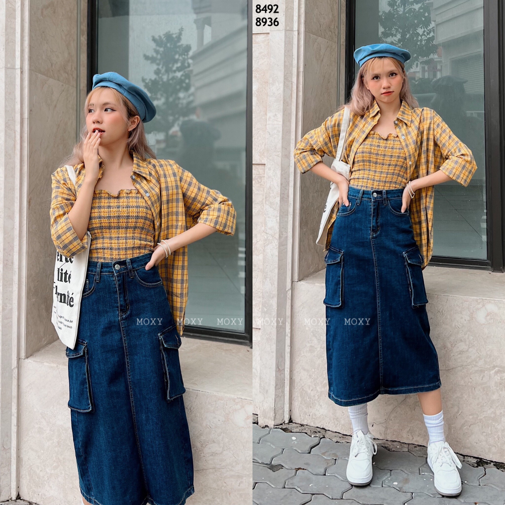 SP008936-Chân váy jean túi hộp