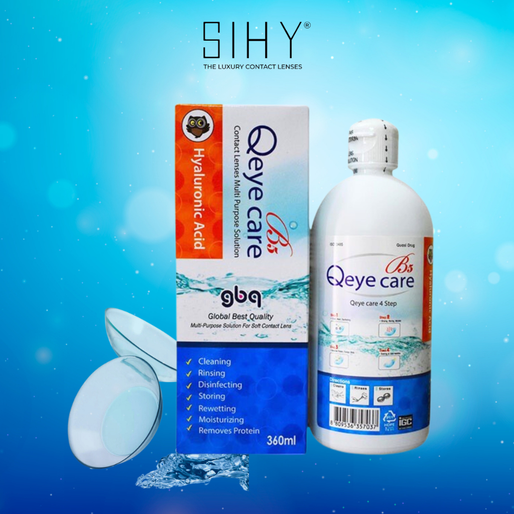 Nước ngâm lens Qeye Care B5, bảo quản lens, làm sạch kính áp tròng dung tích 360ml