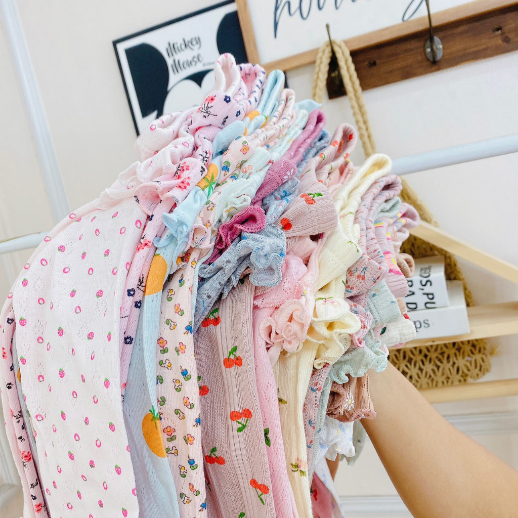 Bộ dài tay cánh tiên 100% cotton thông hơi xuất Nhật cho bé gái