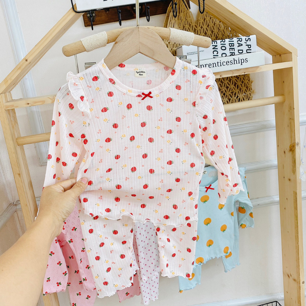 Bộ dài tay cánh tiên 100% cotton thông hơi xuất Nhật cho bé gái