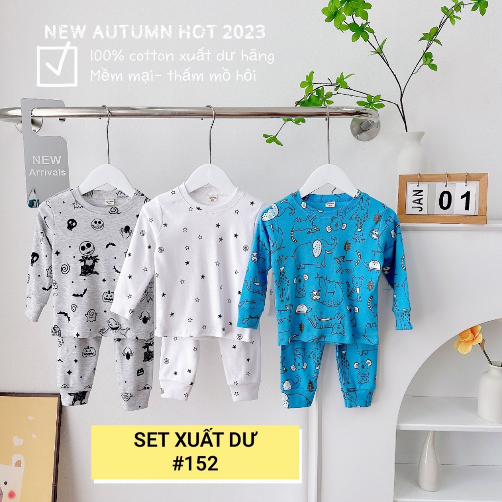 Bộ cotton dài tay xuất dư hãng siêu sịn cho bé trai