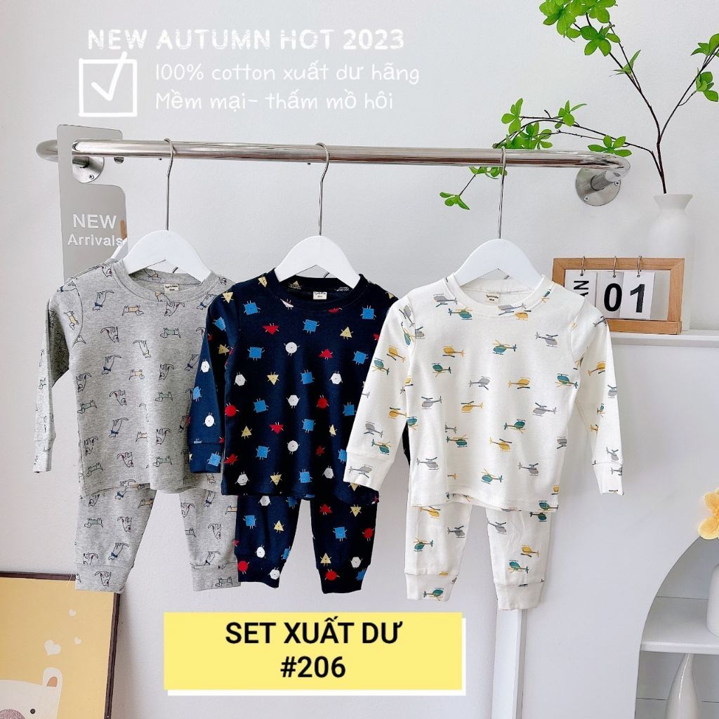 Bộ cotton dài tay xuất dư hãng siêu sịn cho bé trai