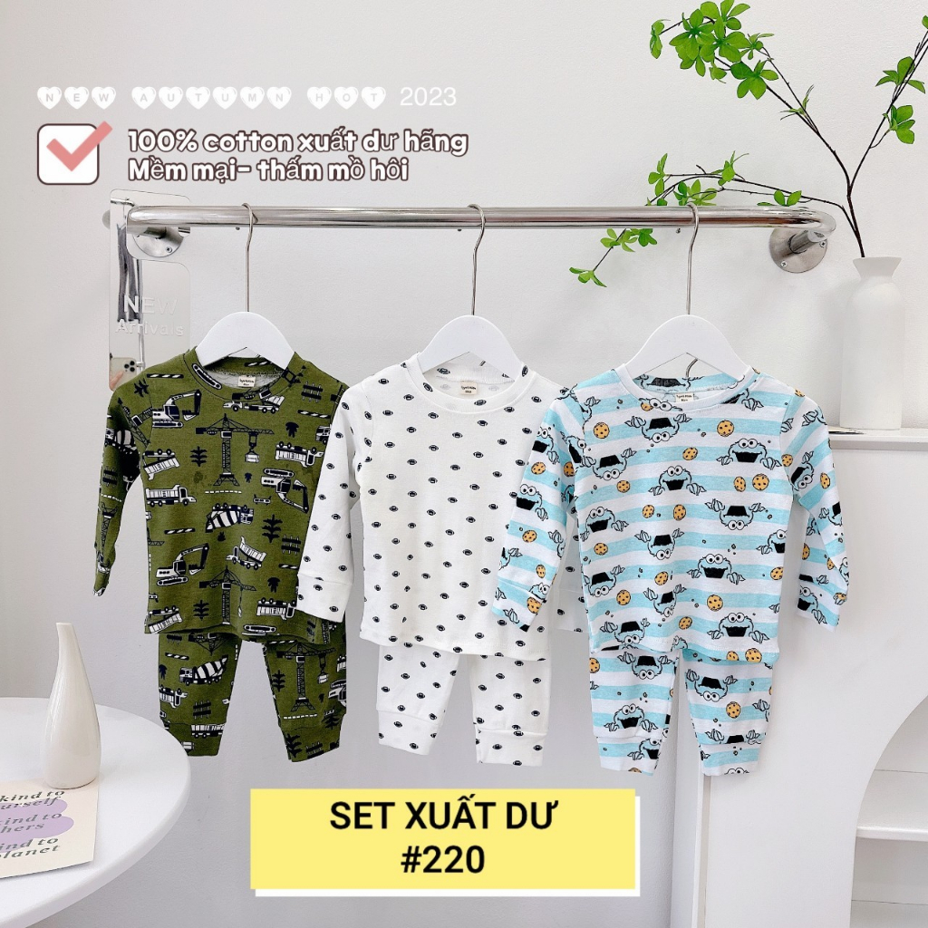 Bộ cotton dài tay xuất dư hãng siêu sịn cho bé trai