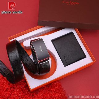 Combo ví thắt lưng Pierre Cardin chính hãng da bò cao cấp khóa chốt tự động SETPC10
