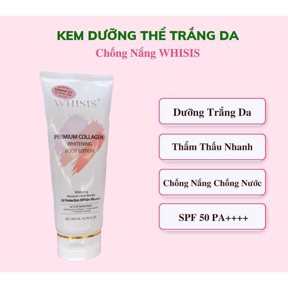 Kem Dưỡng Thể Trắng Da Chống Nắng Whisis Premium Whitening Body Lotion 200ml