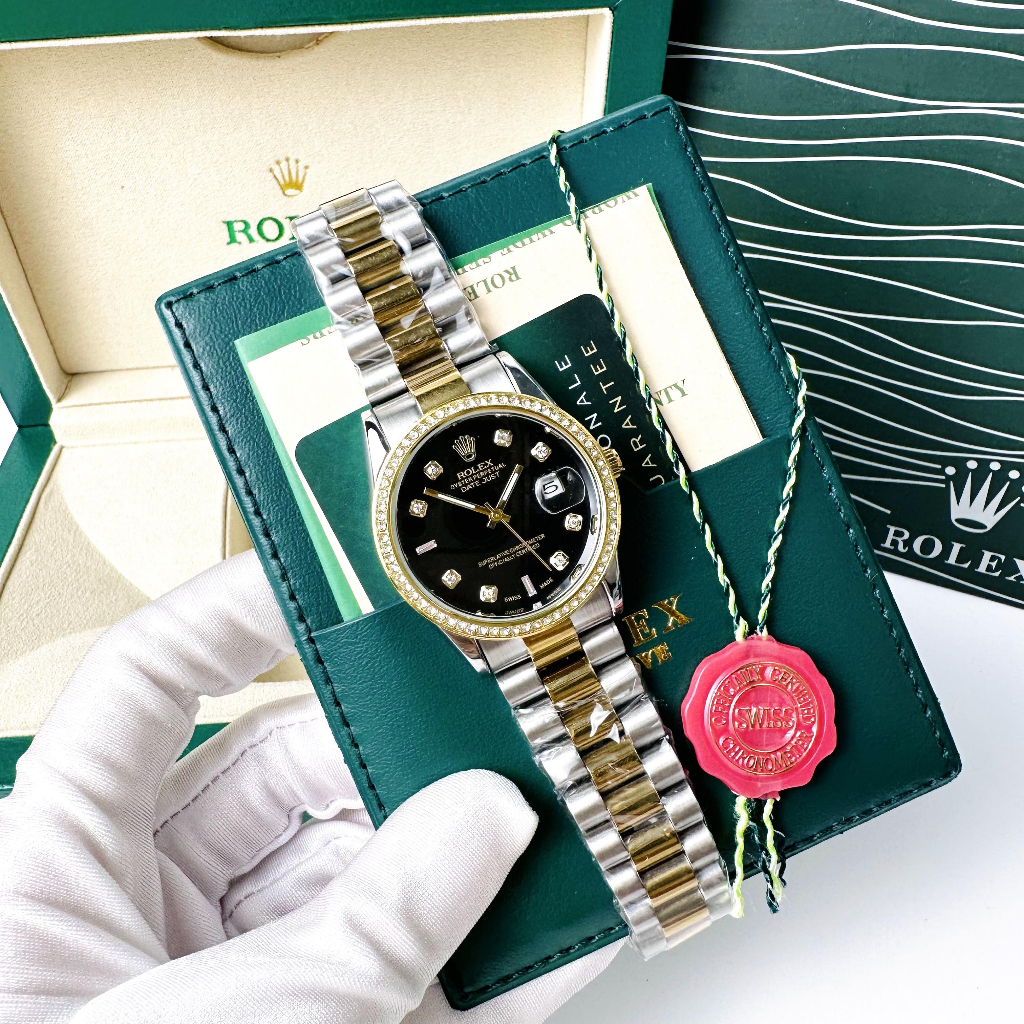 Đồng hồ Rolex nam viền đính đá siêu sáng, size mặt 38mm dây thép đúc nguyên khối chống gỉ sét, cực kì đầm chắc tay