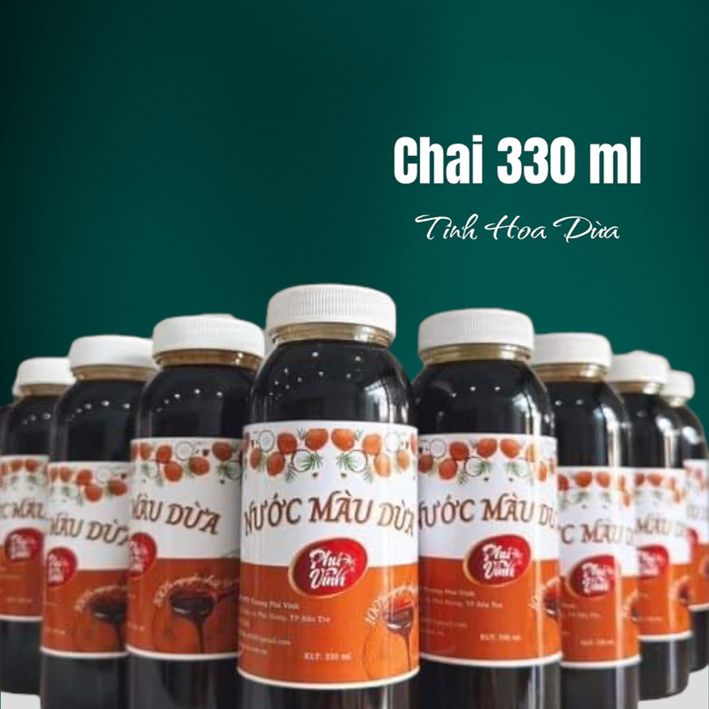 Nước màu dừa nguyên chất Phú Vinh , đặc sản Bến Tre chai 330ml