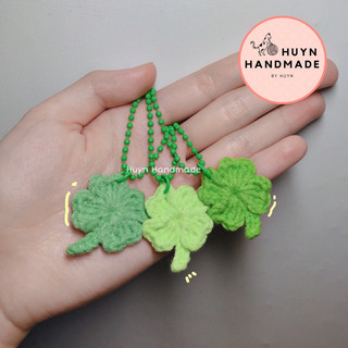 Móc khoá len cỏ 4 lá may mắn | Huyn Handmade