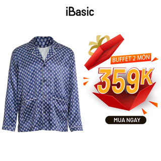 Áo mặc nhà nam pyjama lụa satin tay dài hoạ tiết icon iBasic HOMM016T