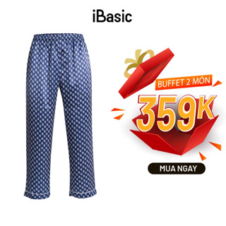 Quần dài mặc nhà nam pyjama lụa satin hoạ tiết icon iBasic HOMM016B