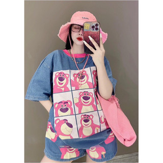 ( SẴN HCM ) SET JEAN CỔ TRÒN GẤU DÂU