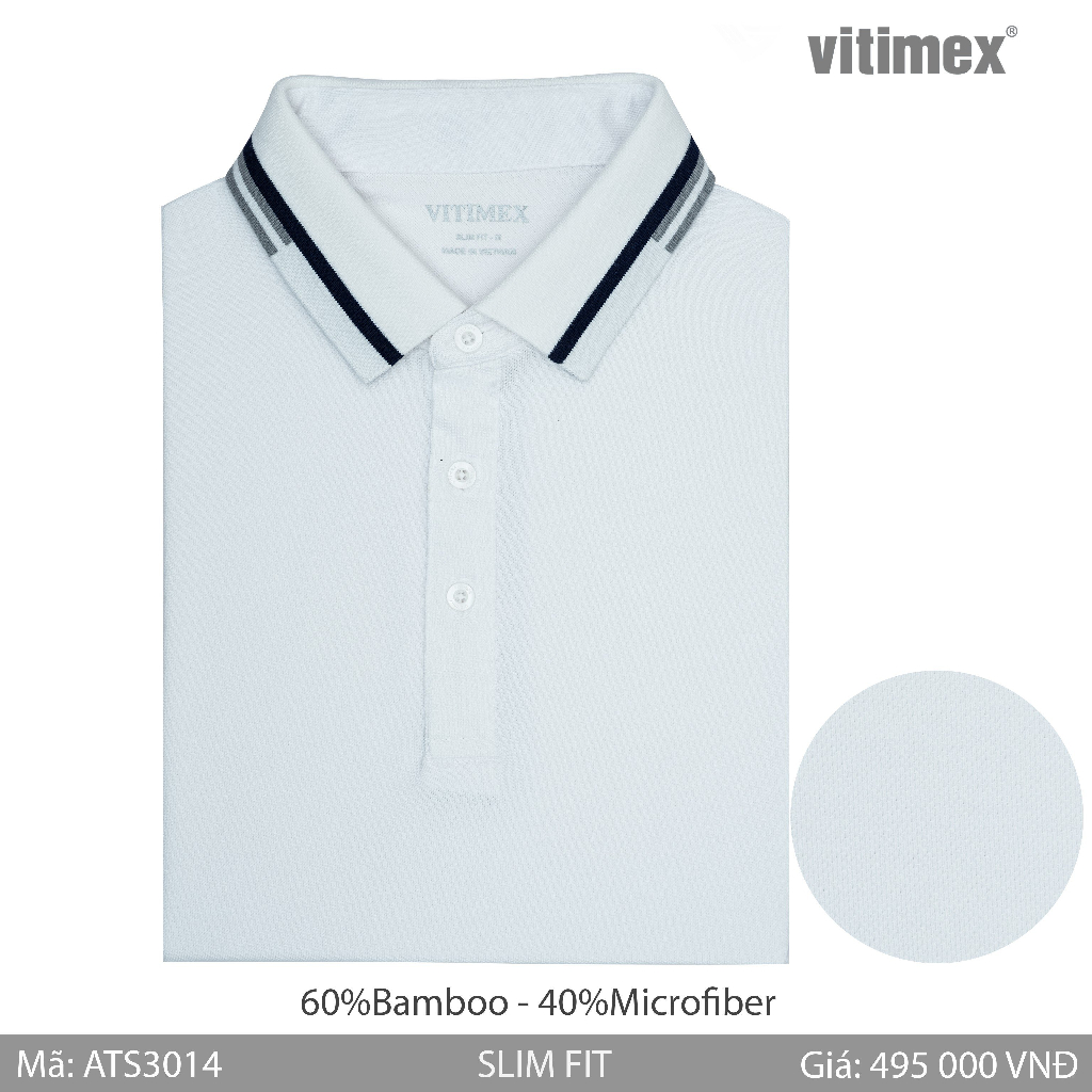 Áo thun nam Polo VITIMEX sợi Tre mềm mượt thoáng khí ATS3014