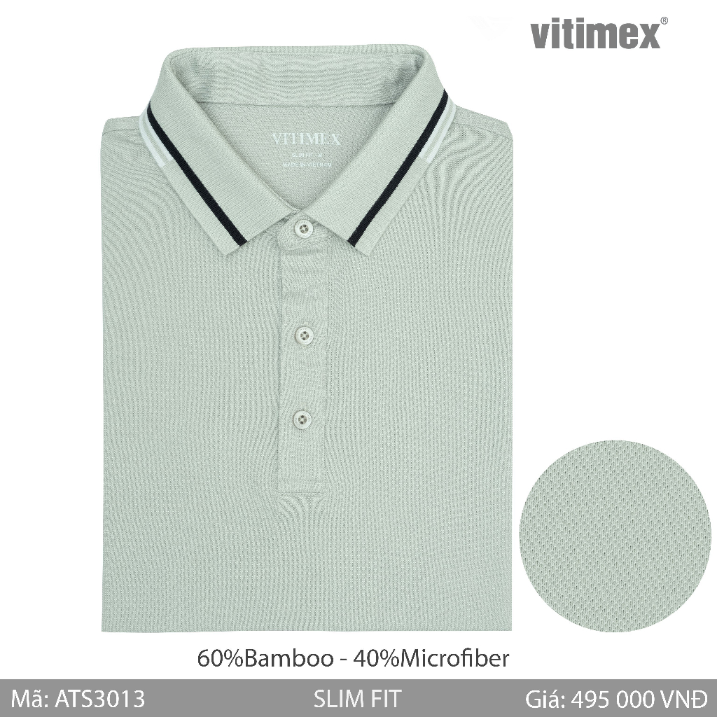 Áo thun nam Polo VITIMEX sợi Tre mềm mượt thoáng khí ATS3013
