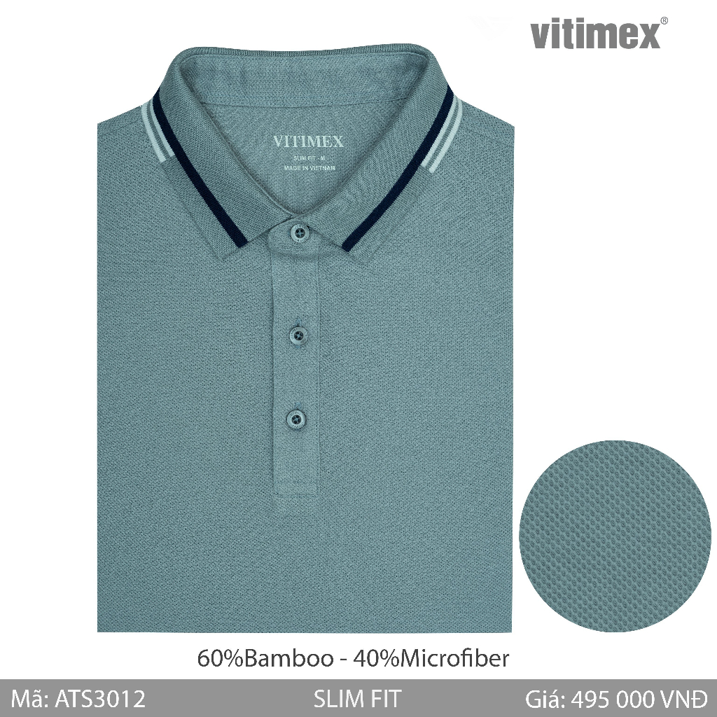 Áo thun nam Polo VITIMEX sợi Tre mềm mượt thoáng khí ATS3012