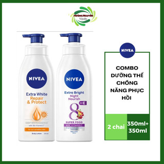 Bộ đôi Dưỡng Thể Trắng Da NIVEA Ban Ngày Giúp Phục Hồi & Chống Nắng SPF30 (350ml)  & Ban Đêm Săn da & Phục Hồi (400ml)