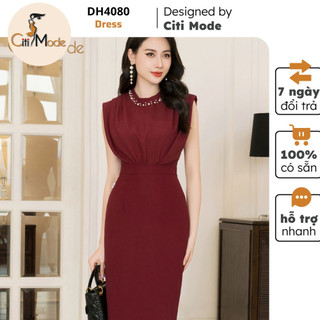 Đầm công sở CITI MODE FASHION thiết kế dáng ôm đính ngọc cổ DH4080