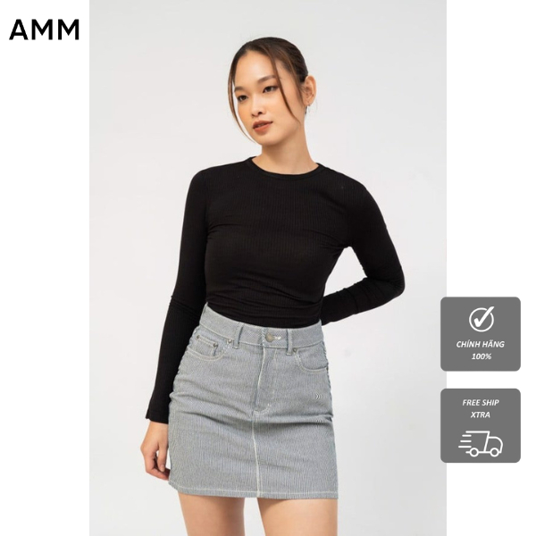 Áo NỮ AMM Dáng Ôm, Dài Tay, Chất Liệu Vải Rib Mềm Mại, Thoáng Mát, Co Dãn Tốt, Tôn Dáng Cơ Thể, Màu Trơn W-TL21W-003