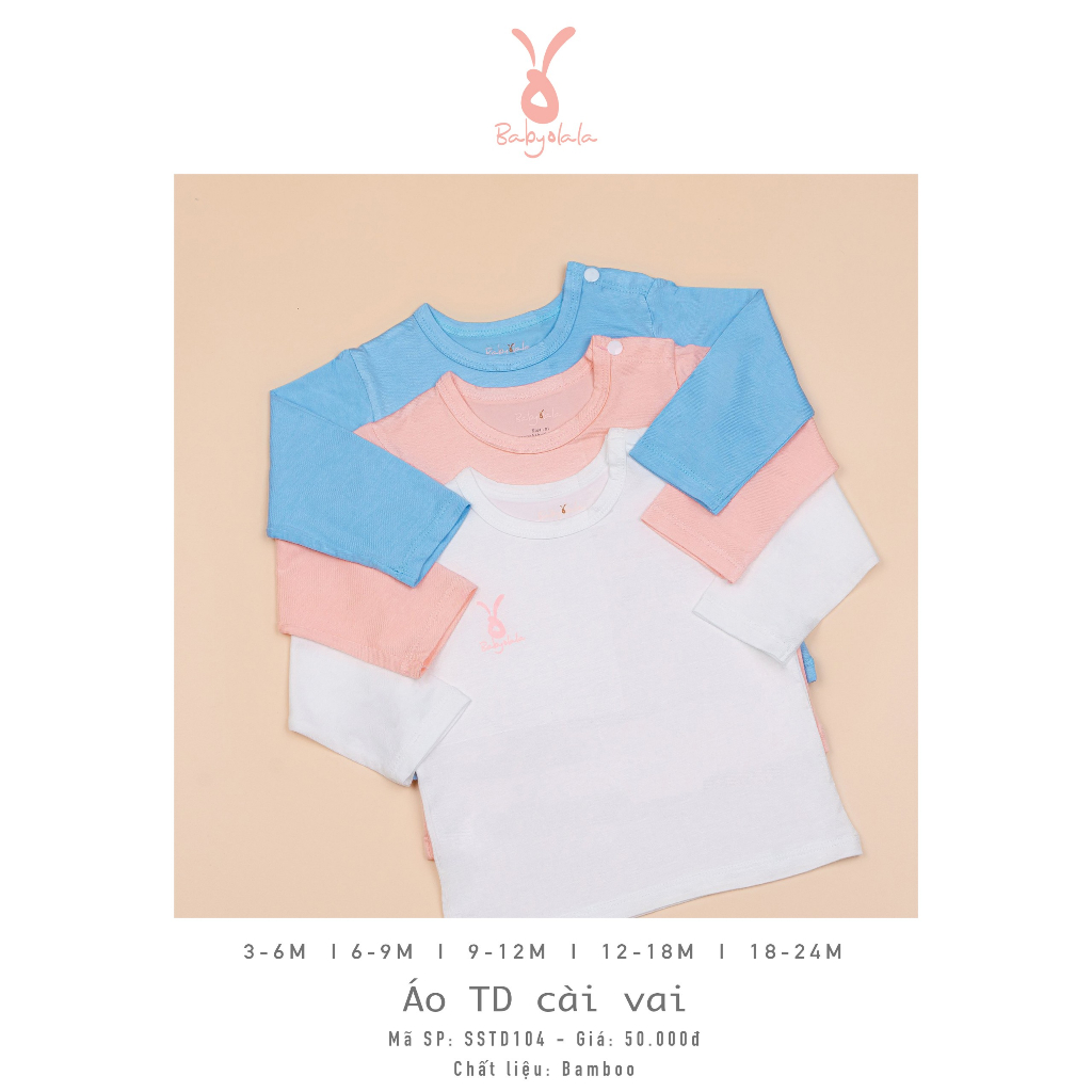 Áo Tay Dài Cài Vai Màu & Trắng Vải Sợi Tre Bamboo BabyOlala