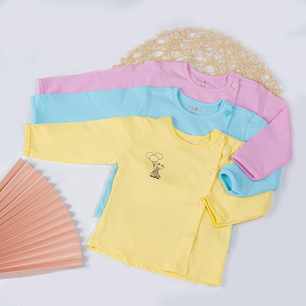 Áo Tay Dài Bác Sĩ Màu Sơ Sinh In Hoạ Tiết BabyOlala