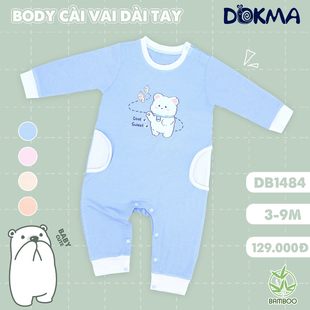 Dokma - Body dài tay Bamboo sợi tre chất đẹp 3-9M  DB1484