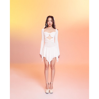 THINKPINK - BUTTERFLY MINI DRESS in WHITE | ĐẦM THUN ÔM TÙNG XOÈ KHOÉT CHÂN NGỰC MÀU TRẮNG
