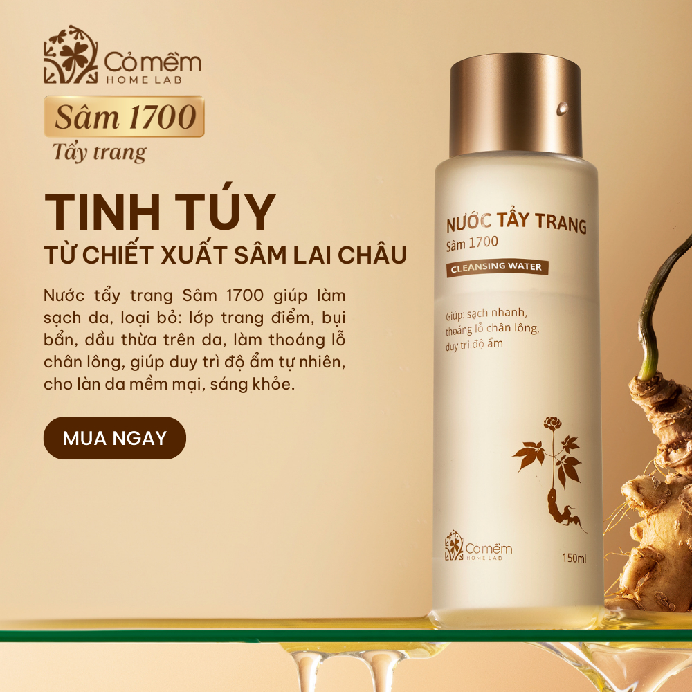 Nước Tẩy Trang Sâm 1700 Giúp Sạch Nhanh Duy Trì Độ Ẩm Ngăn Ngừa Lão Hoá Da Cỏ Mềm 150ml