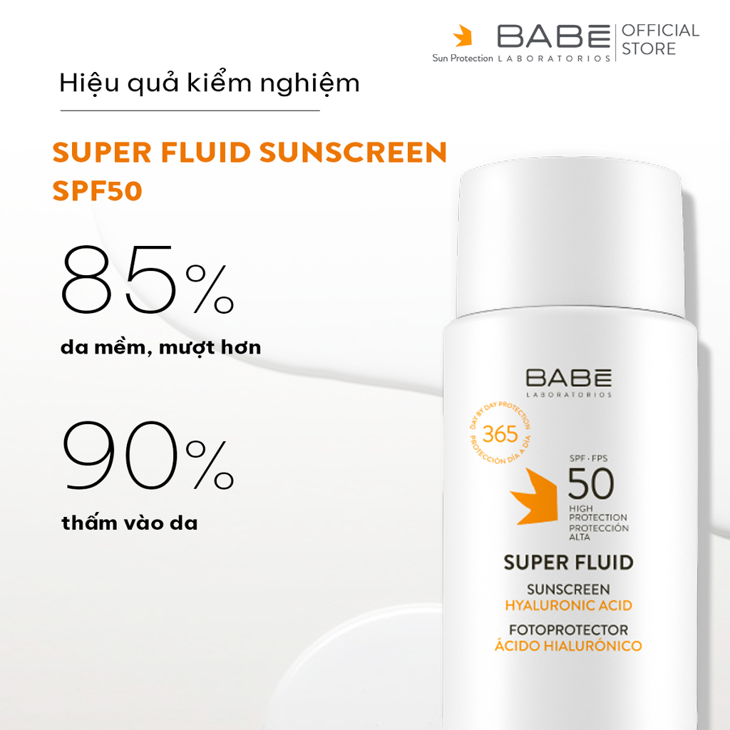 Kem Chống Nắng Phổ Rộng BABE Super Fluid/ Super Fluid Mattifying Sunscreen SPF50 50ml