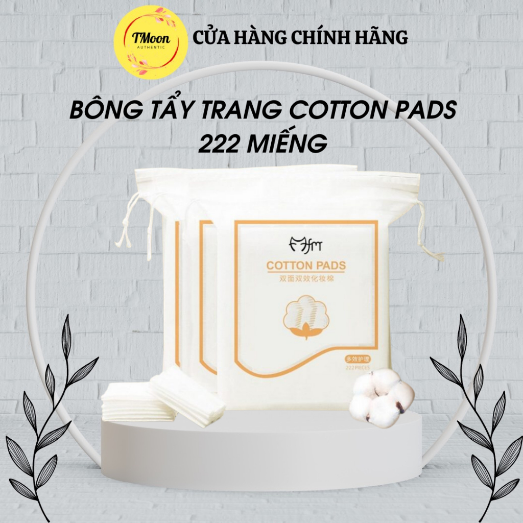 Bông Tẩy Trang Cotton Pads Mèo 222 Miếng Loại 1 - 2 Lớp Túi Đựng - Tmoon Authentic