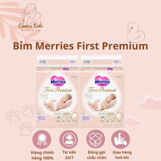 Tã Bỉm Dán Merries First Premium size Newborn NB66, S+66, M+52, Mq46, Lq36