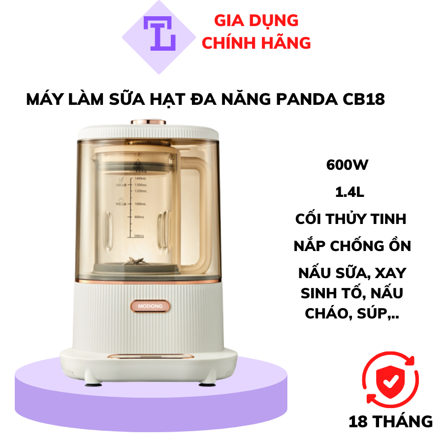 Máy Xay/Nấu/Làm Sữa Hạt Mini Đa Năng PANDA 1.4L, Xay Sinh Tố-Bột Khô-Nấu Cháo-Sữa Đậu Nành, chịu nhiệt tốt chống tràn