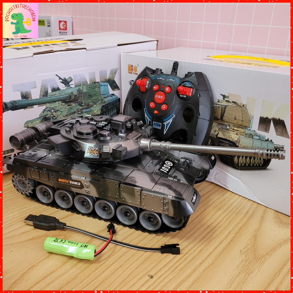 Xe tăng T90 điều khiển từ xa, mô hình xe tăng xoay nòng, bắn súng, âm thanh chân thật, đồ chơi xe điều khiển cho bé
