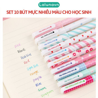 Hộp 10 bút màu 10 màu dễ thương, bút gel nét nhỏ phong cách hàn quốc - A44