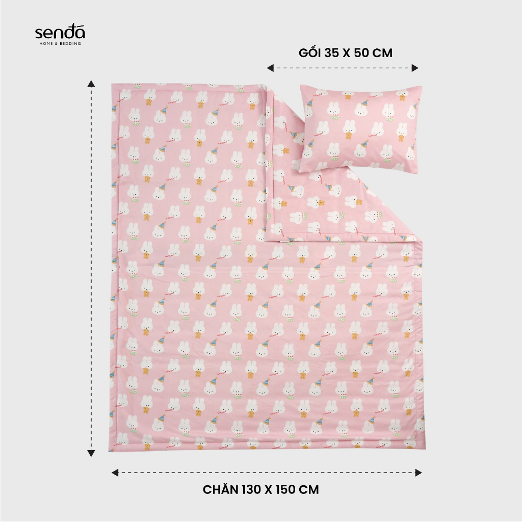 Bộ chăn gối cho bé đi học Cotton Sen Đá Home Bedding cao cấp, set mền mẫu giáo, tiểu học