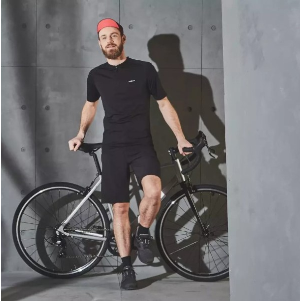 Áo jersey ngắn tay đạp xe đường trường Essential cho nam - Đen TRIBAN-Decathlon