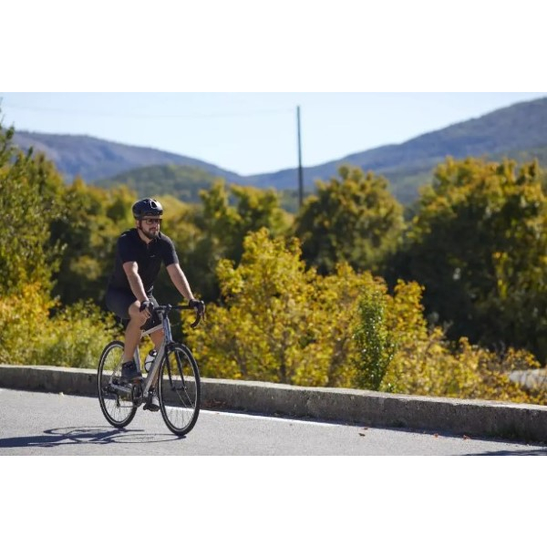 Áo jersey ngắn tay đạp xe đường trường Essential cho nam - Đen TRIBAN-Decathlon