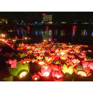 Combo Đèn hoa đăng 6 cánh hoa sen kèm nến tealinght
