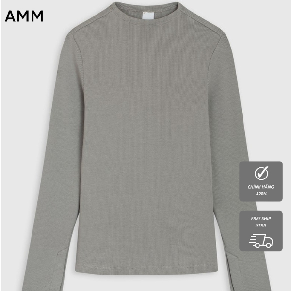 Áo Thun NỮ AMM Dài Tay, Cổ Tròn, Chất Liệu Vải Rib Cotton Mềm Mại, Co Dãn Tốt, Thấm Hút, Nhiều Màu Trơn W-TL20W-001
