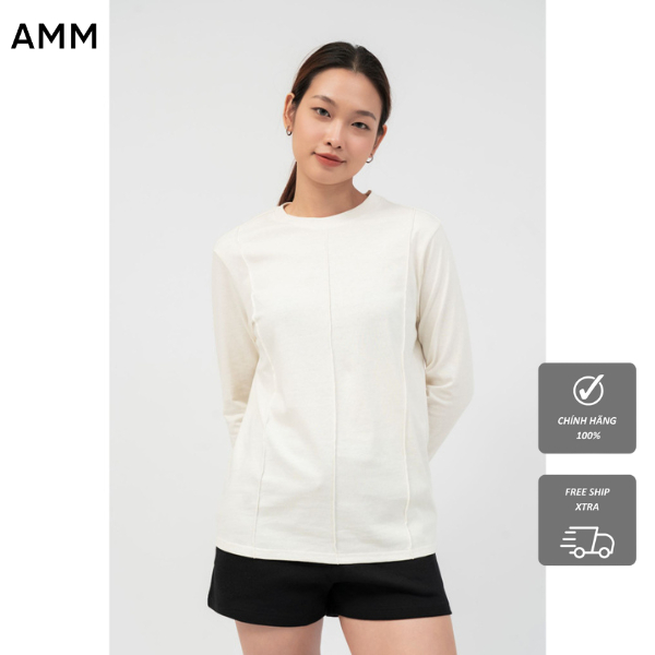 Áo Phông NỮ AMM Dài Tay, Đường May Gân, Cổ Tròn, Chất Liệu Cotton Mềm Mịn, Thoáng Mát, Nhiều Màu Trơn W-TL21W-002