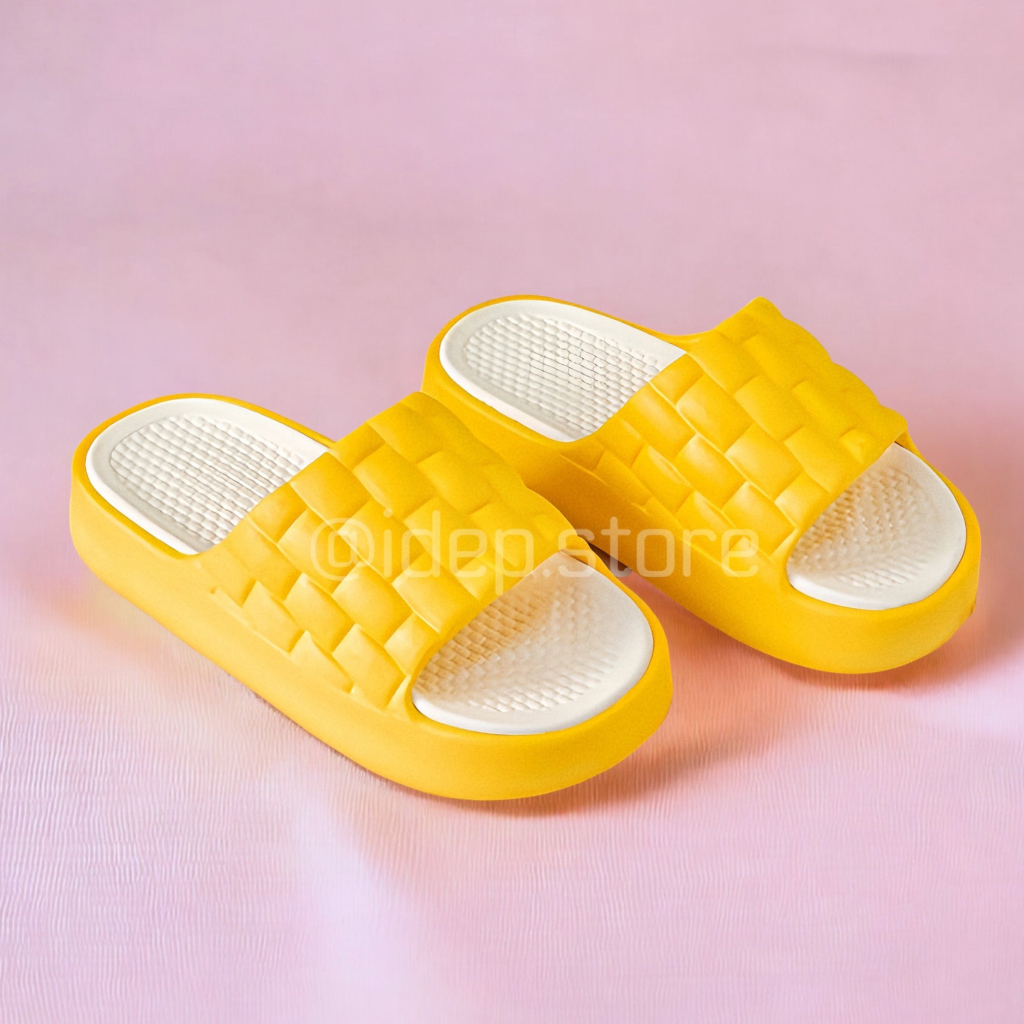 Dép bánh mì đế dày 3.5cm unisex nam nữ quai ngang đan Caro chất EVA siêu nhẹ êm chân iDÉP DL307