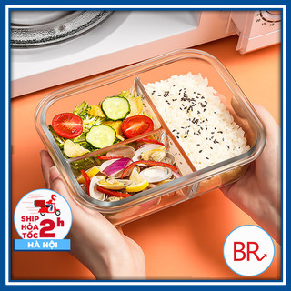 Hộp Cơm 3 Ngăn Thủy Tinh Dày Dặn Tặng Kèm Túi Cơm Giữ Nhiệt Lunch Bag 00873