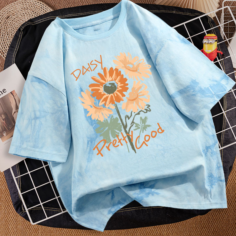 Áo Thun Loang, Áo Phông Nam Nữ Unisex Tay Lỡ By JOLI Hoa Hướng Dương Chất Cotton Form Rộng